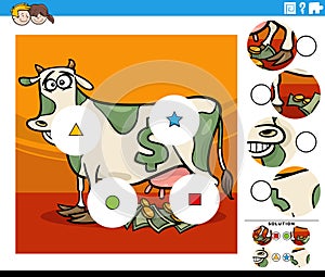 match pieces game with cartoon cash cow