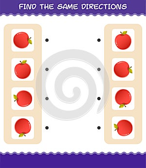 Match the same directions of apple. Matching game. Educational game for pre shool years kids and toddlers