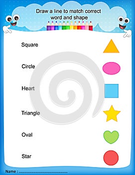 Match shapes kids worksheet