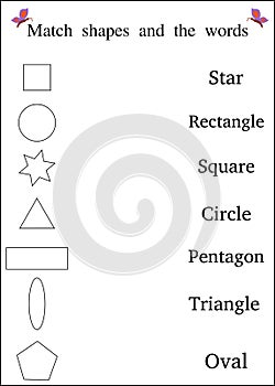 Match shapes kids worksheet illustration