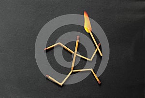 Match stick running with fire on head