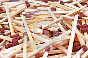 Match sticks with brown heads in a row. Fire Matches texture pattern concept. Stacked matches as background