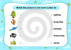 Match words with the correct pictures letter X