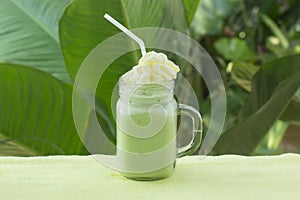 Matcha Green Tea smoothie whiped cream topping