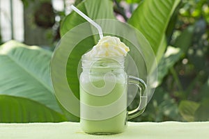 Matcha Green Tea smoothie whiped cream topping