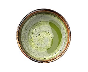 Matcha green tea on a white background