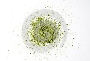 Matcha green tea on white background