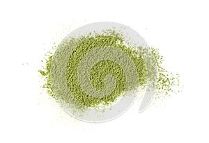 Matcha green tea on white background