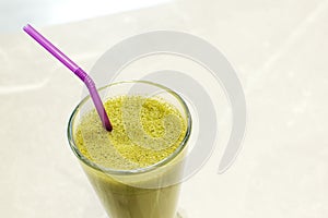 Matcha gren tea in glass cup