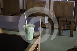 Matcha latte or iced green tea