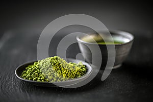 Matcha, powder green tea photo
