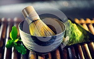 Matcha powder. Organic green matcha tea ceremony