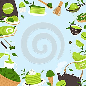 Matcha tea background in flat design