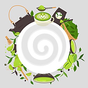 Matcha tea background in flat design