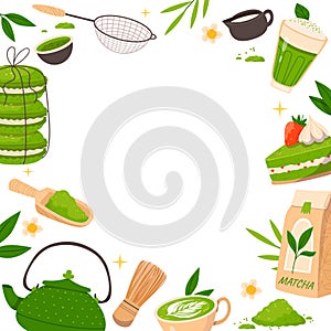 Matcha tea background in flat design