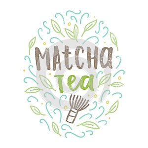 Matcha tea label.