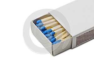 Matchbox with blue matches