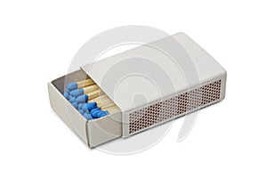 Matchbox with blue matches