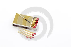 Matchbox that half open and see matches sticks inside