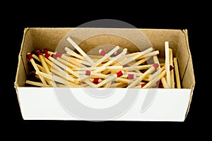 Matchbox isolated on black, from side