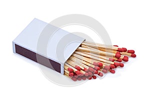 The matchbox and matches isolated on white background