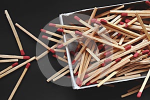 Matches in box , black background