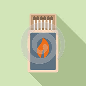 Matches box icon flat vector. Trip camp