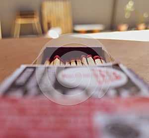 Matches box on a table