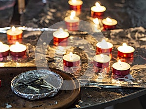 Matches and candles in a church