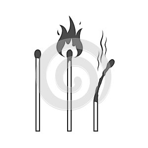 Matches icons, lighted match and burned match.