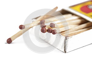 The matches are isolated on a white background.Copy space