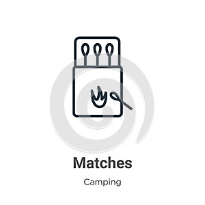 Matches outline vector icon. Thin line black matches icon, flat vector simple element illustration from editable camping concept