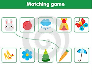 Matching children educational game. Match objects parts. Logic test. Activity for kids and toddlers.