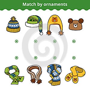 Matching game for children, Match the scarves and hats