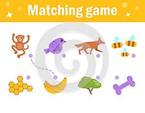 Matching game for kids Vector. Cartoon. Isolated art on white background. Flat