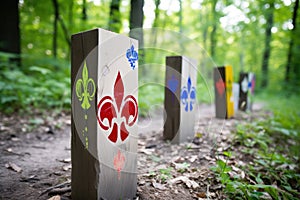 matching symbols on trail markers that guide participants through a scavenger hunt
