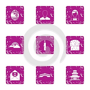 Matchmaker icons set, grunge style