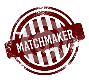 matchmaker - red round grunge button, stamp