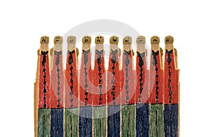 matchsticks with faces painted on the heads