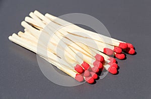 Matchsticks with red sulfur