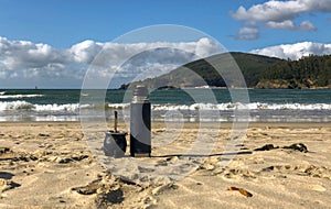 Enjoing Yerba mate infusion in a beach photo