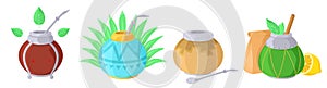 Mate tea drink vector isolated cartoon set