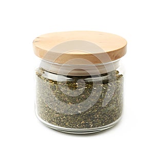 Mate tea leaves in a jar