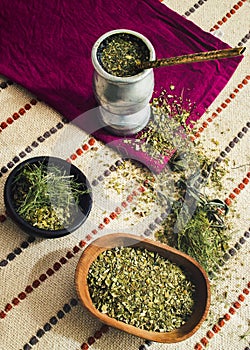 Mate tea with various herbs,