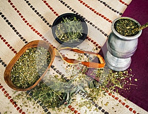 Mate tea with various herbs and orange peel 