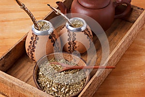 Mate in a traditional calabash gourd with bombilla photo