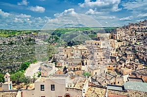 Matera aerial panoramic view of historical centre Sasso Barisano old ancient town Sassi di Matera