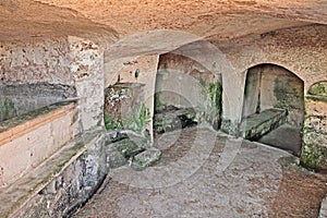 Matera, Basilicata, Italy: interior of an old cave house