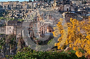 Matera, Basilicata, Italy: landscape at sunrise of the old town