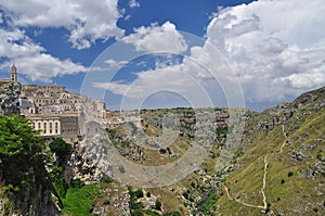 Matera, Basilicata, Italy. The old city and natural canyon